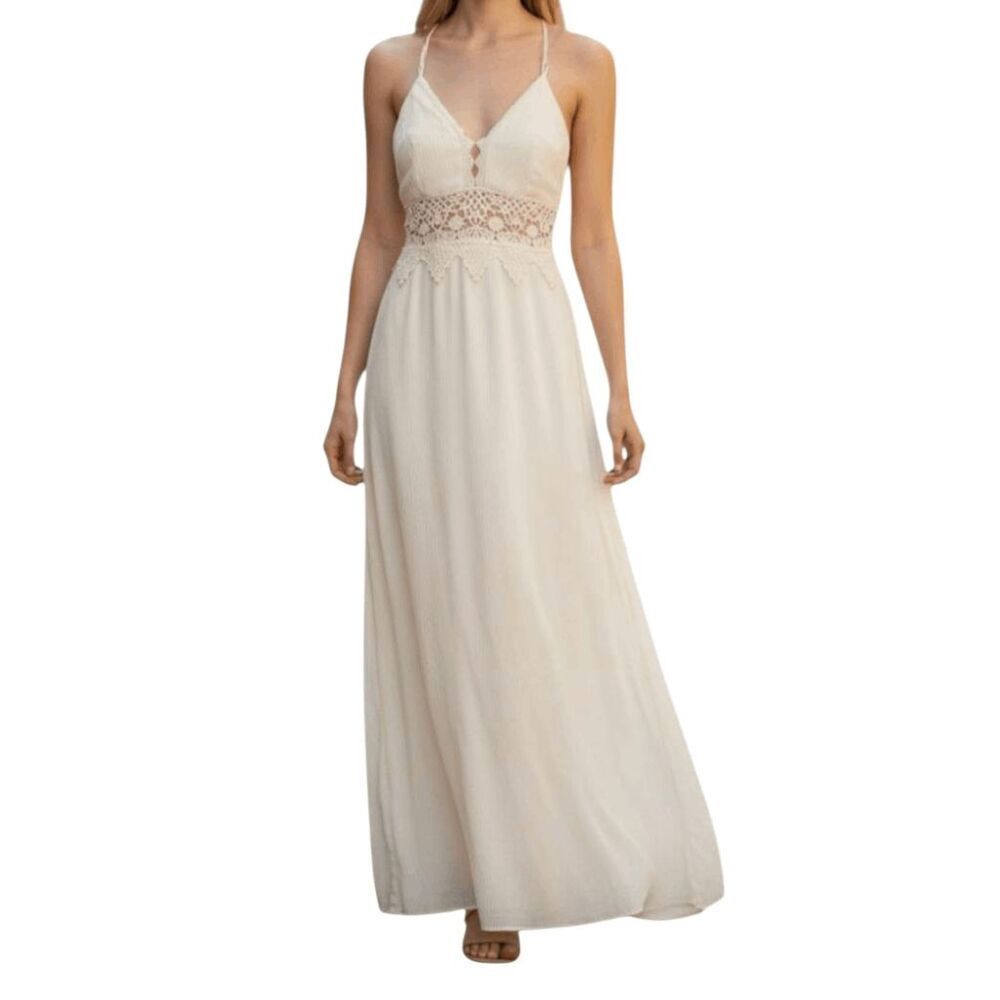 TOBI Crochet Trim Long Flowy Maxi Dress Size XS
